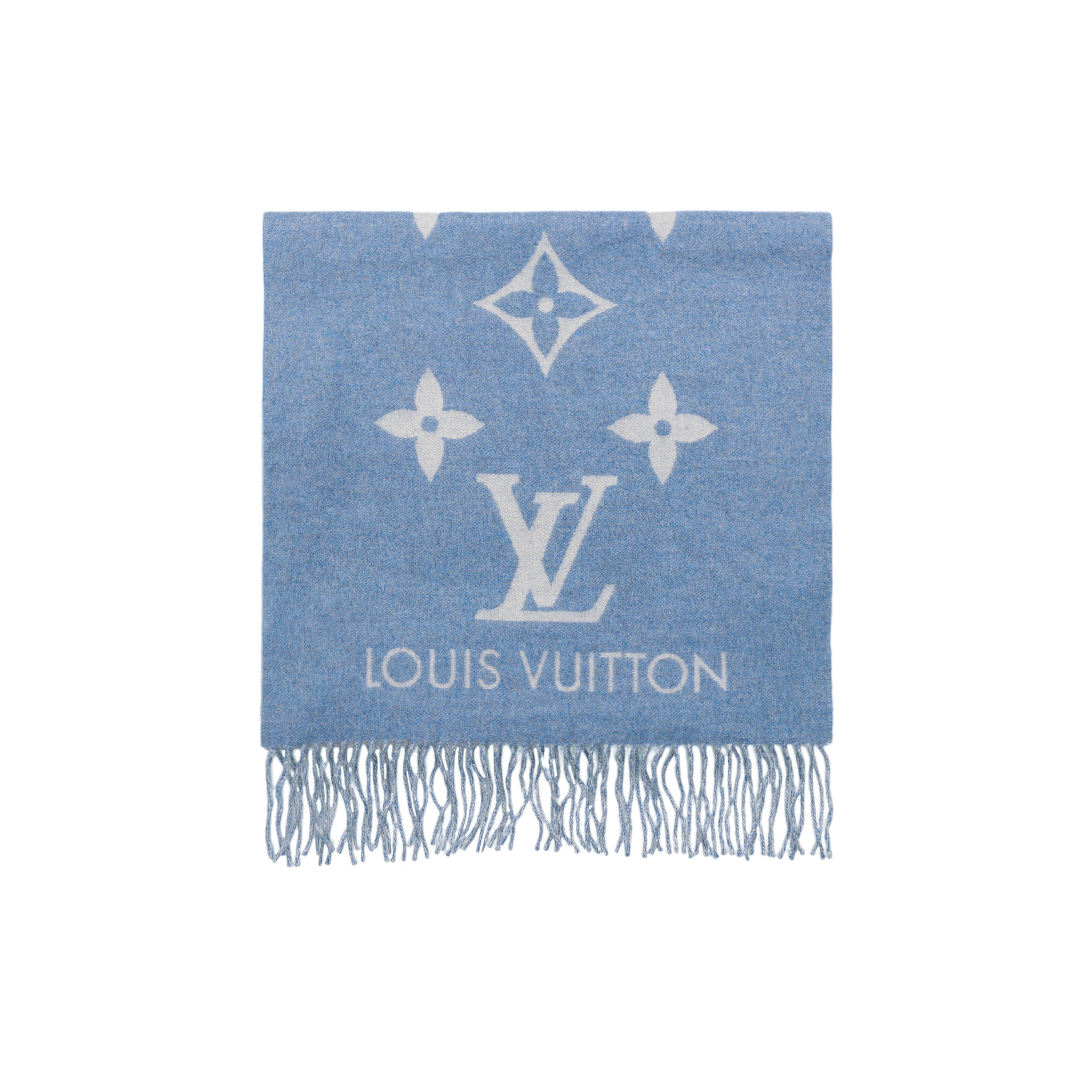 Louis Vuitton Reykjavik Wool Fringe Reversible Scarf Blue Unisex M75704 圖 4
