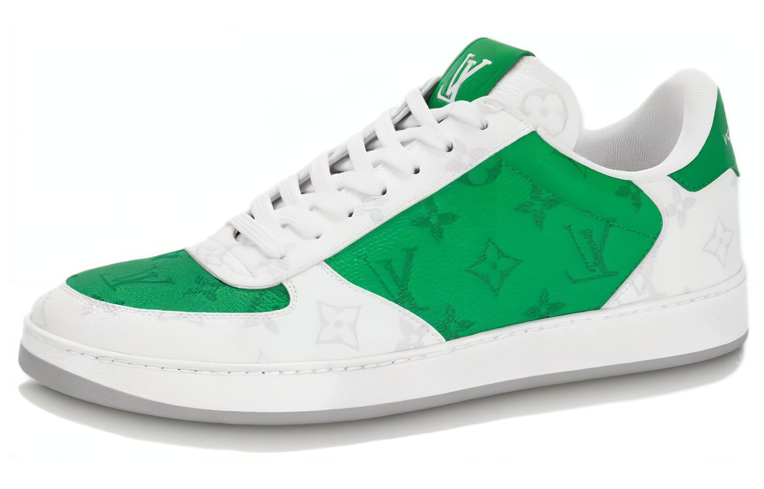 Buy LOUIS VUITTON Rivoli 帆布 圓頭 繫帶 低筒 運動鞋 男款 白綠