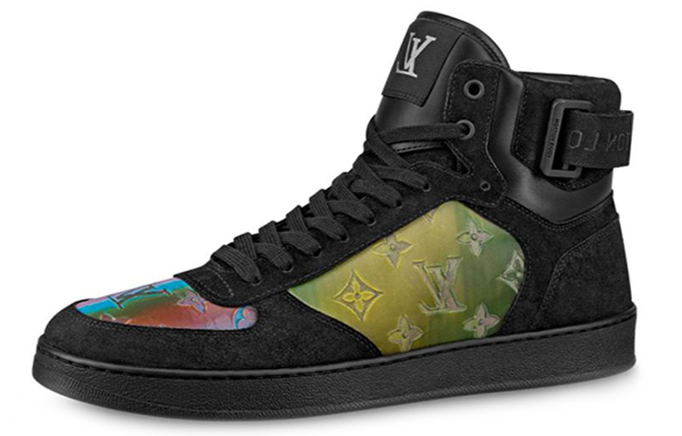 Louis Vuitton Rivoli Ankle Sneakers 'Black with Colorfull Monogram Patches' 1A5I47