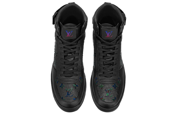 Shop Louis Vuitton Rivoli Enkel Sneakers ''Zwart met Multi-kleur Monogram'' 1A7W8I