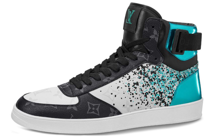 Louis Vuitton Rivoli Ankle Sneakers 'Metallic Blue with Black Monogram' 1A5YKP