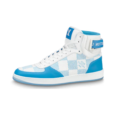LV Rivoli Ankle Sneakers 'White with Blue Plaid'