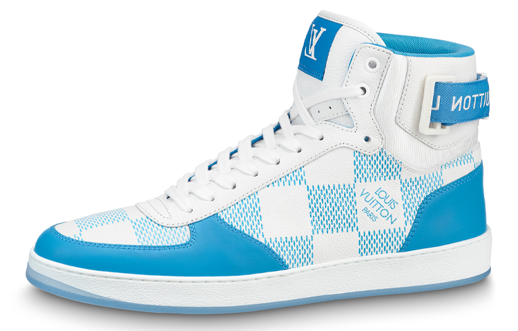 Louis Vuitton Rivoli Ankle Sneakers 'White with Blue Plaid' 1AA0D5