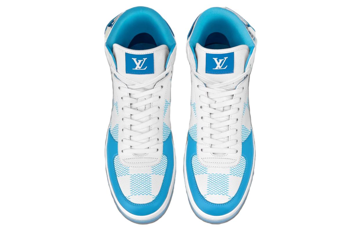 Lookbook Louis Vuitton Rivoli Sneakers Alte ''Bianco con Quadri Blu'' 1AA0D5