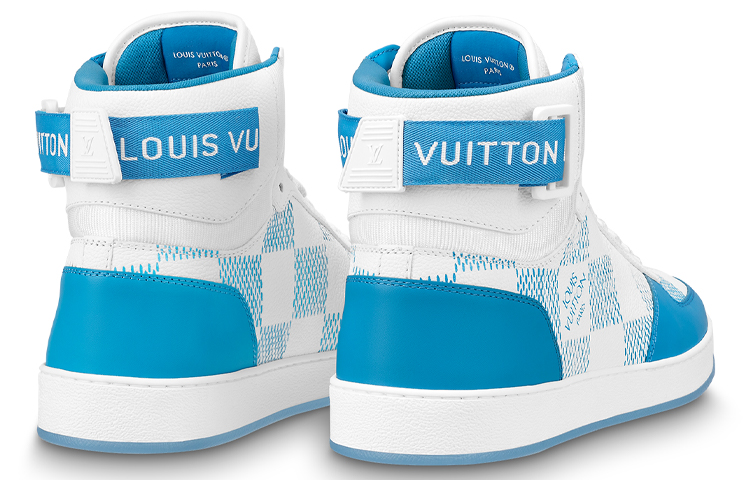 Shop LOUIS VUITTON Rivoli 系帶高筒 時尚帆布男鞋 藍白