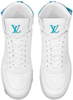 Louis Vuitton Rivoli Ankle Sneakers 'White Monogram with Metallic Blue' 1A8V8Q Lookbook Louis Vuitton Rivoli Ankle Sneakers 'White Monogram with Metallic Blue' 1A8V8Q