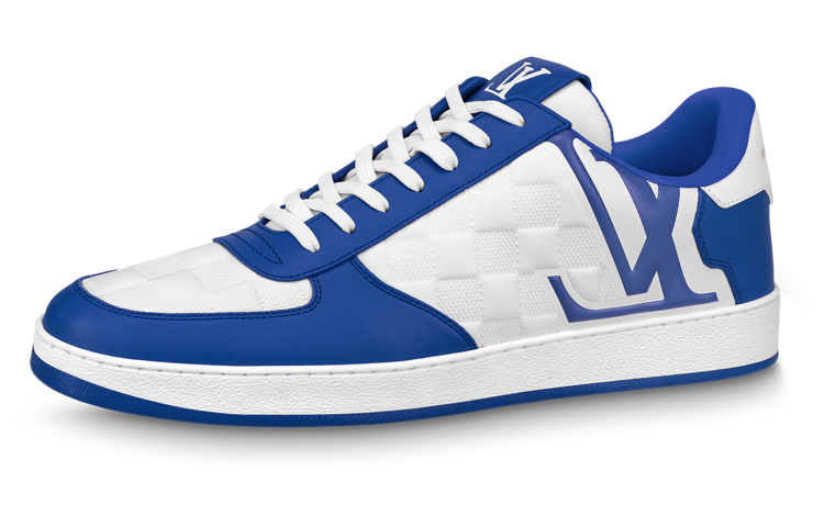 Louis Vuitton Rivoli Sneakers 'White Plaid with Blue Side Logo' 1ABFEX