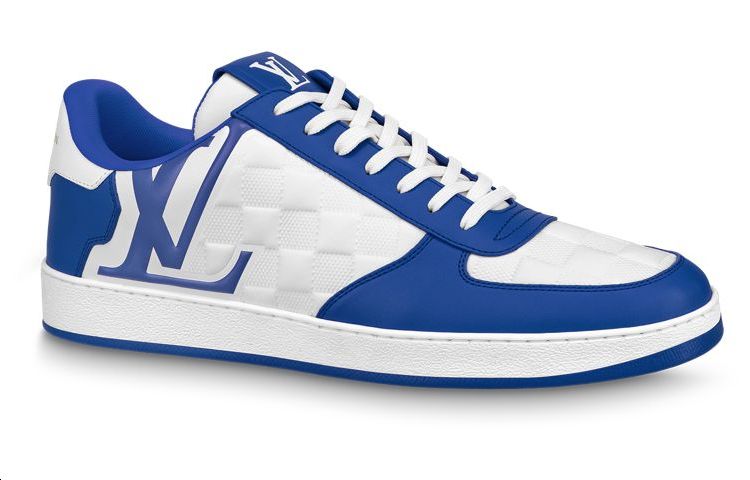 Order Louis Vuitton Rivoli Zapatillas 'Blanco Cuadros con Logo Azul Lateral' 1ABFEX