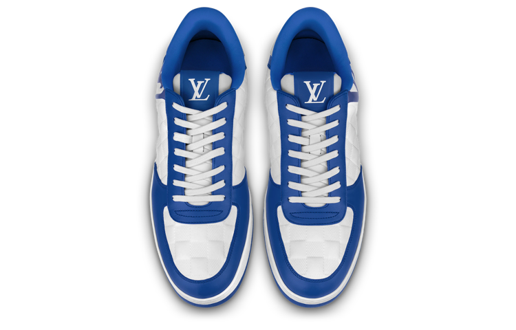 Shop Louis Vuitton Rivoli Zapatillas 'Blanco Cuadros con Logo Azul Lateral' 1ABFEX
