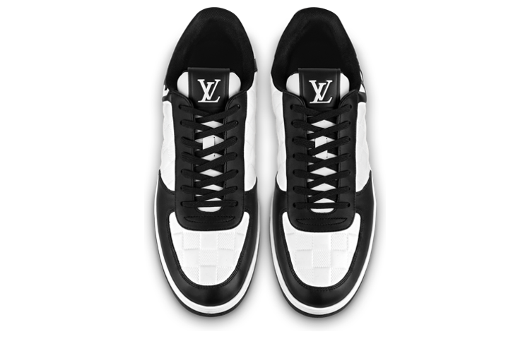 Shop LOUIS VUITTON Rivoli 皮革 低筒繫帶 時尚板鞋 男款 黑白