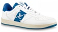 Order Louis Vuitton Rivoli Sneakers 'Putih dengan Jalur Biru Monogram Sisi'. 1AAVA0