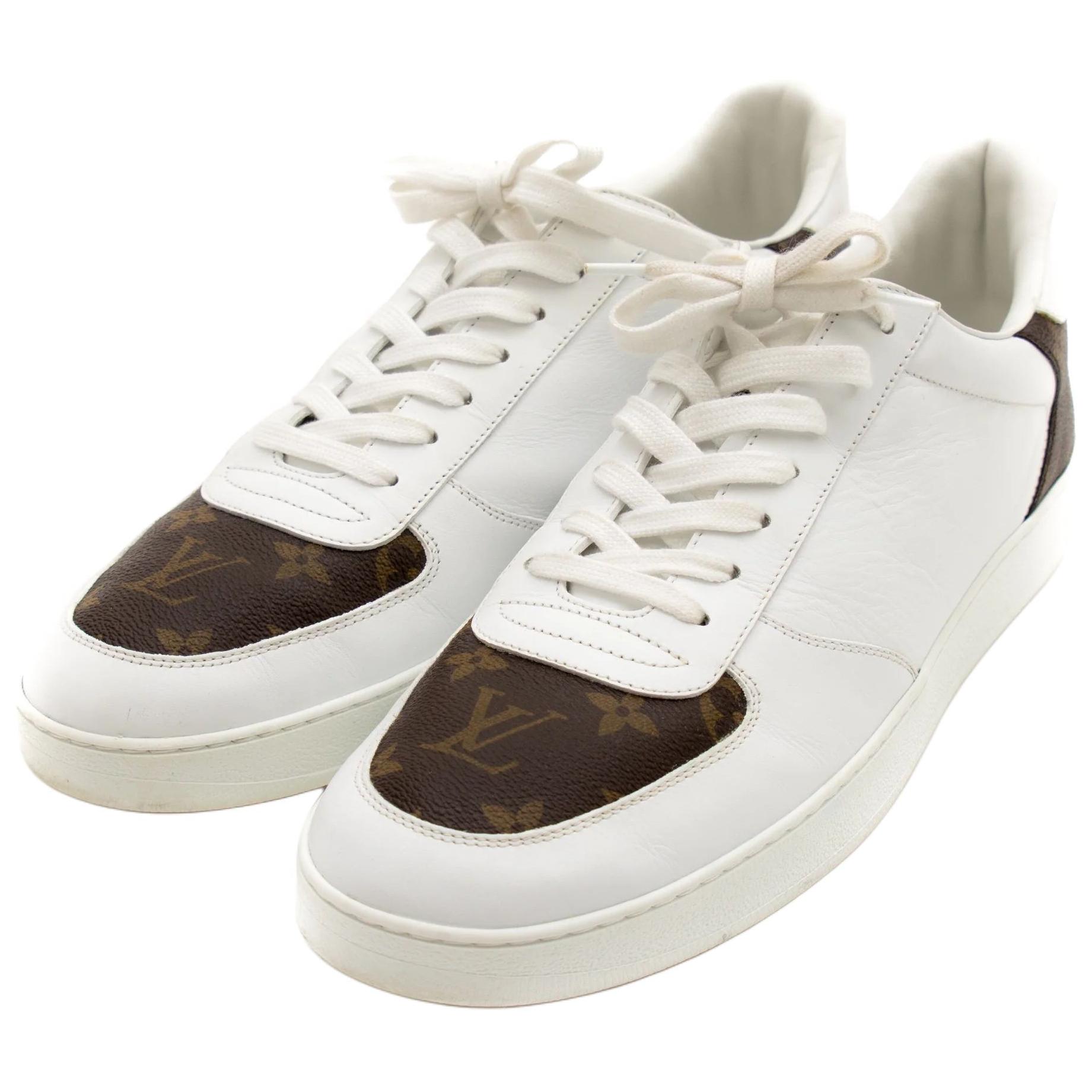 Lookbook LOUIS VUITTON Rivoli 老花logo拼接平紋小牛皮 運動鞋 男款 白棕