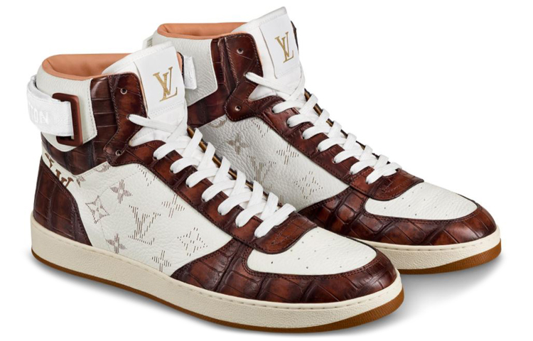 Order Louis Vuitton Rivoli Wit Bruin ''Croc Print Hoge Sneakers'' 1A5I2T