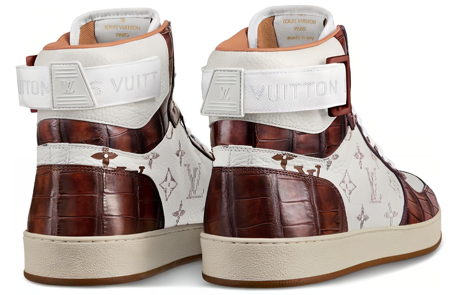 Lookbook Louis Vuitton Rivoli Wit Bruin ''Croc Print Hoge Sneakers'' 1A5I2T