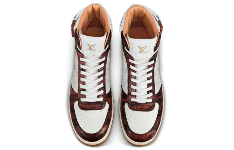Shop Louis Vuitton Rivoli Wit Bruin ''Croc Print Hoge Sneakers'' 1A5I2T