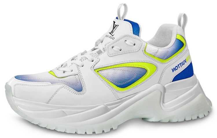Louis Vuitton Run Away Pulse Sneakers 'White Blue Neon Yellow' 1A5YL6