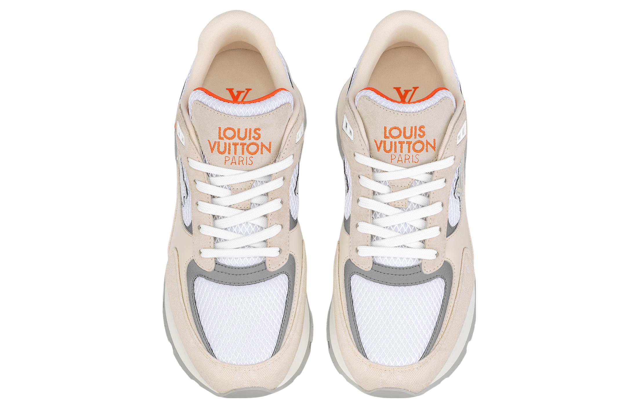 Shop 路易威登 Run Away 編織 Monogram 丹寧布 綁帶 低筒 運動休閒鞋 男款 米色
