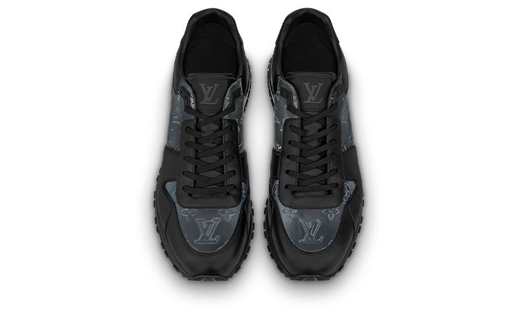 Shop Louis Vuitton Run Away Sneakers 'Hitam dengan Corak Monogram Kelabu' 1A8KJA