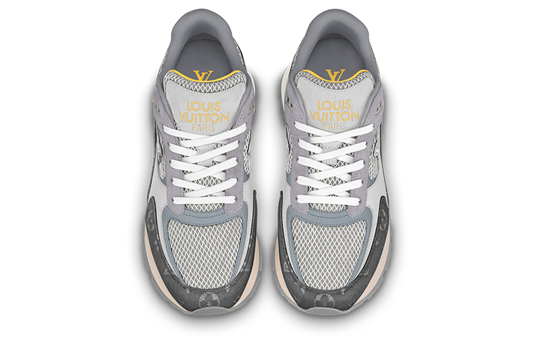 Shop LOUIS VUITTON Run Away 網布 圓頭繫帶 低筒 運動休閒鞋 男款 灰黑色