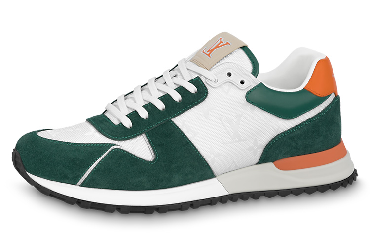 Lookbook Louis Vuitton Run Away Sneakers 'Putih Hijau Jingga' 1ABMEN