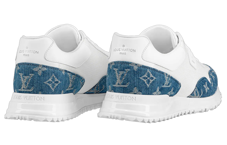 Lookbook Louis Vuitton Run Away Sneakers 'Putih dengan Monogram Denim' 1A8JJ1