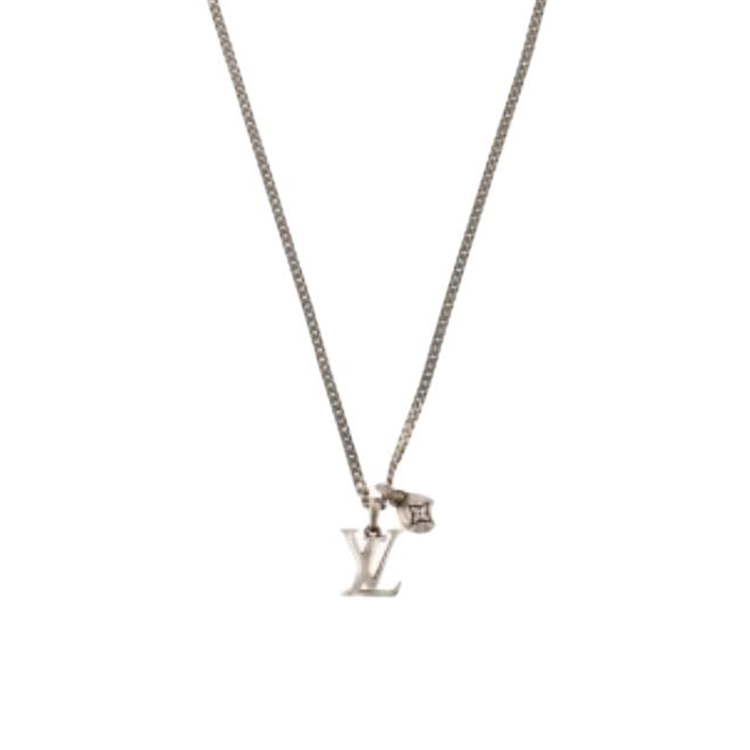 LOUIS VUITTON Sailor x Nigo Necklace Silver Unisex Logo Pendant Couple Edition M03188