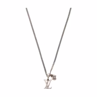 LOUIS VUITTON Sailor Nigo Necklace Silver Unisex Logo Pendant Couple Edition M03188