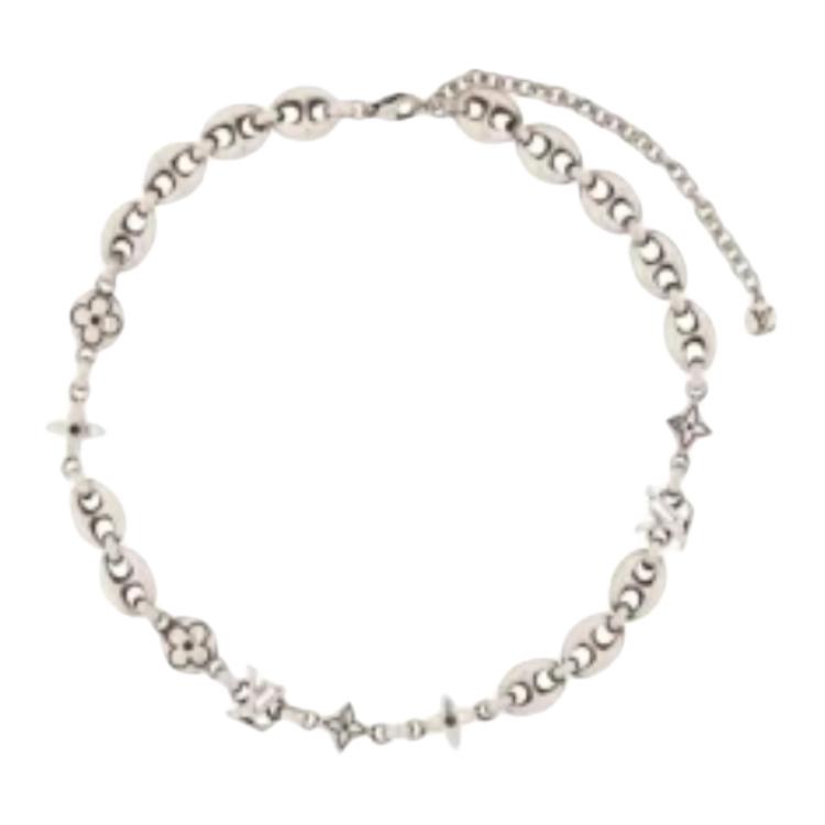 LOUIS VUITTON Sailor Nigo Necklace Silver Unisex Pendant Chain Jewelry. M03189