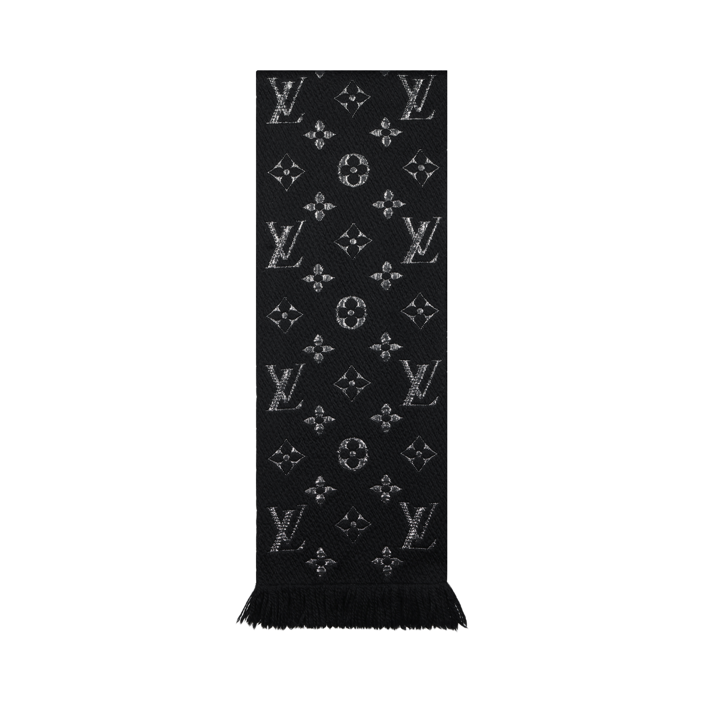 Louis Vuitton Sequin Wool Polyester Silk Knit Scarf Unisex Black M75833