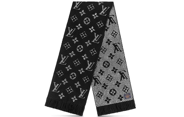 Louis Vuitton Sequin Wool Polyester Silk Knit Scarf Unisex Black M75833 圖 3