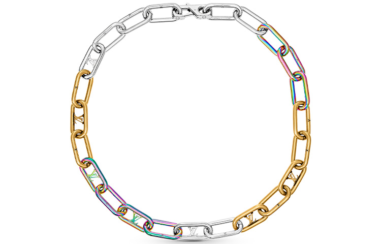 LOUIS VUITTON Signature Colorful Cuban Chain Silver Necklace Unisex M80177 圖 2