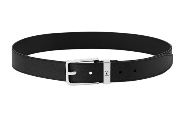 LOUIS VUITTON Signature Design Black Leather Belt 35CM Wide M8201S