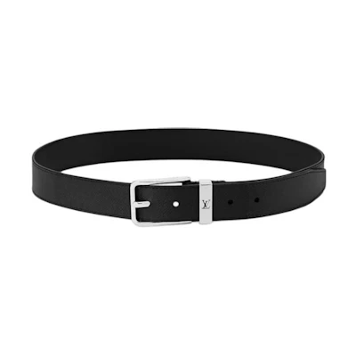 LOUIS VUITTON Signature Design Black Leather Belt 35CM Wide M8201S