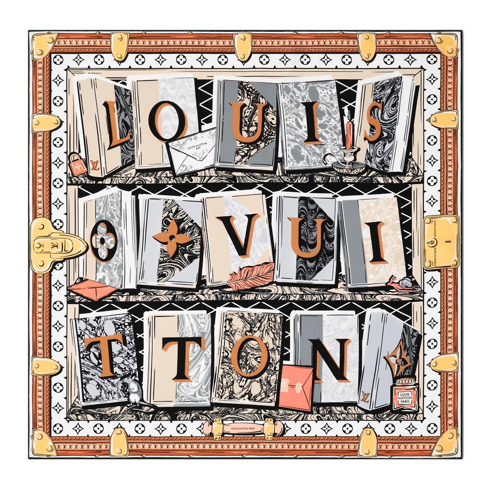 Louis Vuitton Silk Scarf Brown Unisex Couple Design Logo Pattern M94881