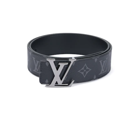 LOUIS VUITTON Silver-Grey Leather & Canvas Reversible Belt 4cm M9043