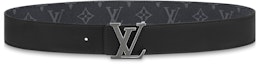 Shop Cinturón Reversible LOUIS VUITTON Plata-Gris de Cuero y Lona 4cm M9043