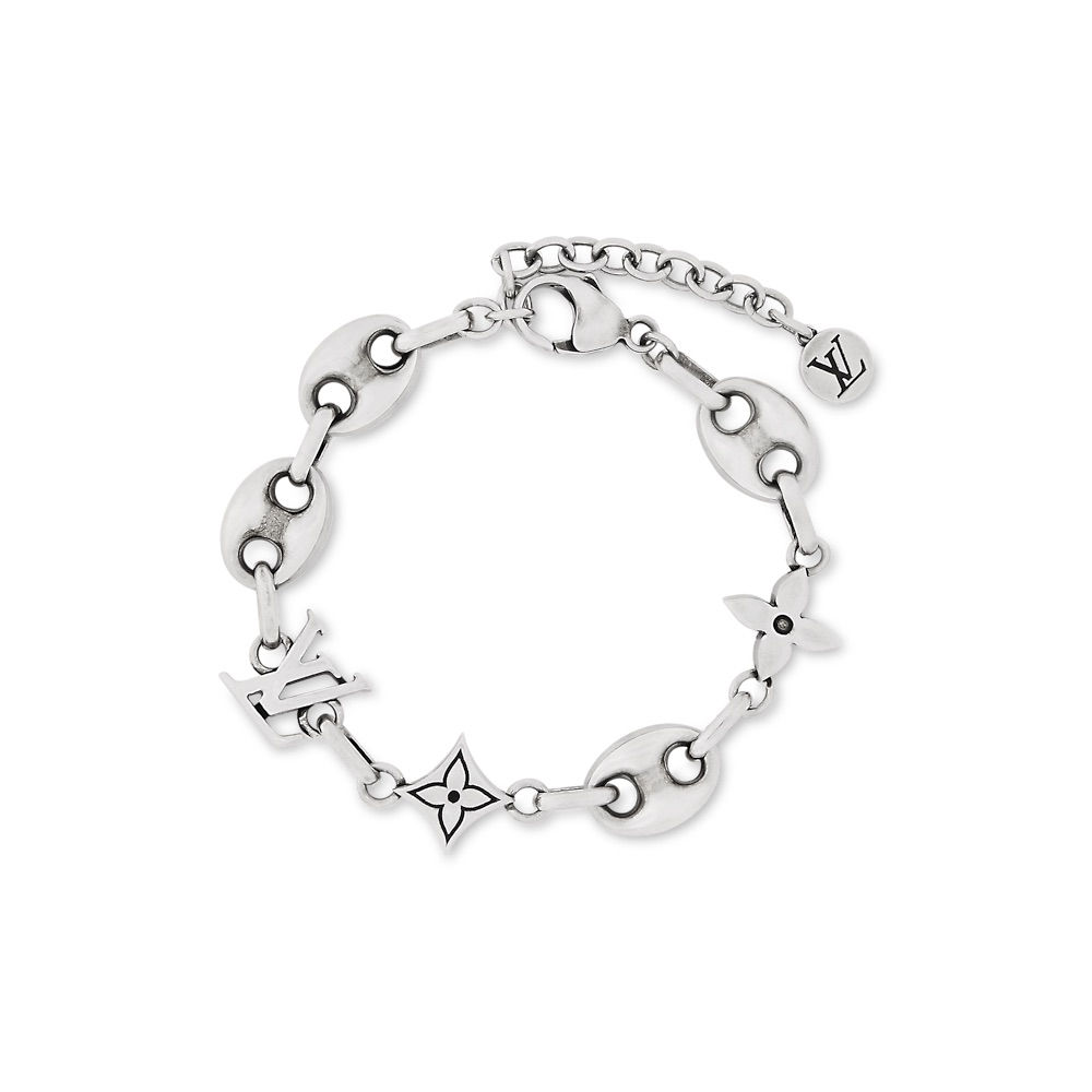 LOUIS VUITTON Silver  Bracelet 925 Sterling Silver Patchwork Design. M03187 圖 2