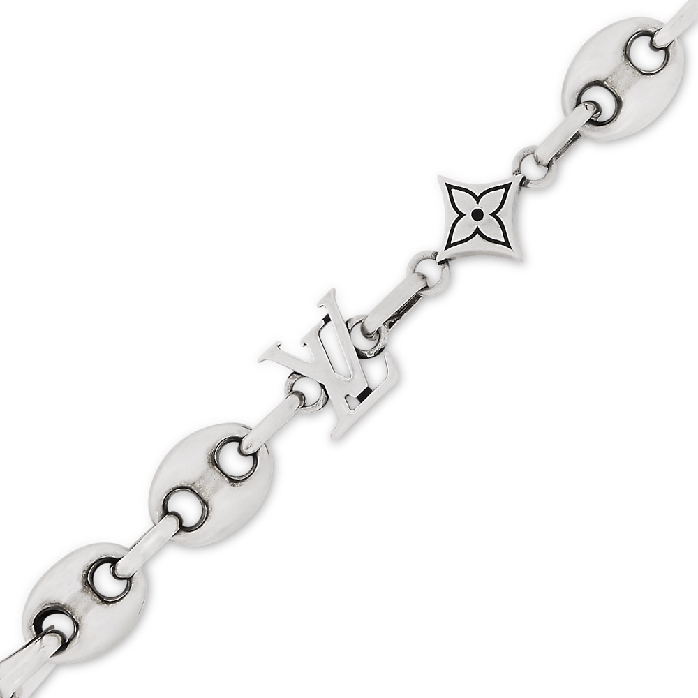 LOUIS VUITTON Silver  Bracelet 925 Sterling Silver Patchwork Design. M03187 圖 3