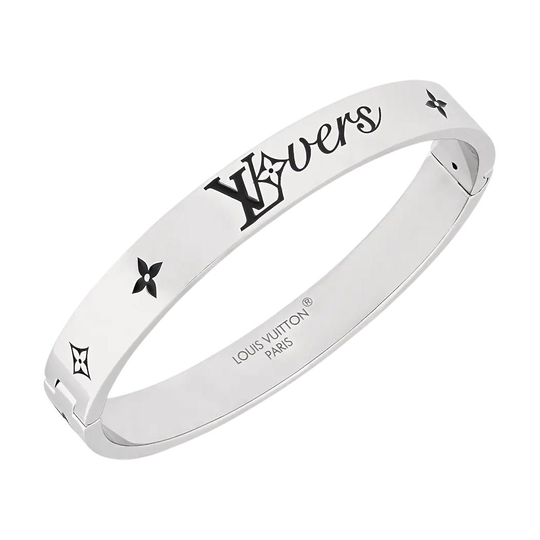 LOUIS VUITTON Silver Enamel Metal Bracelet for Men - Original Design. m1394m