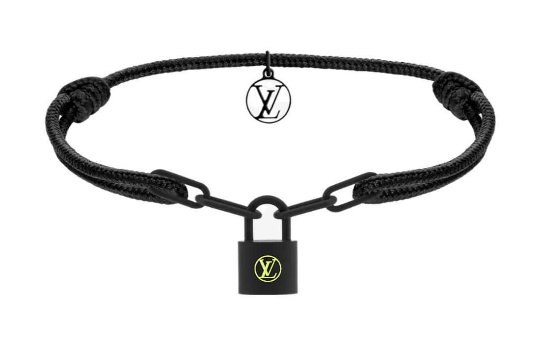 Louis Vuitton Silver Lockit Titanium Logo Chain Bracelet Men’s Black. Q05270