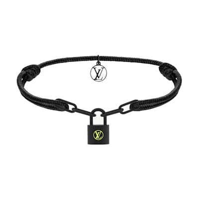 Louis Vuitton Silver Lockit Titanium Logo Chain Bracelet Men’s Black. Q05270
