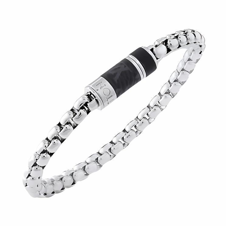 Lookbook LOUIS VUITTON Silver Logo Canvas and Brass Metal Bracelet for Men M1395M