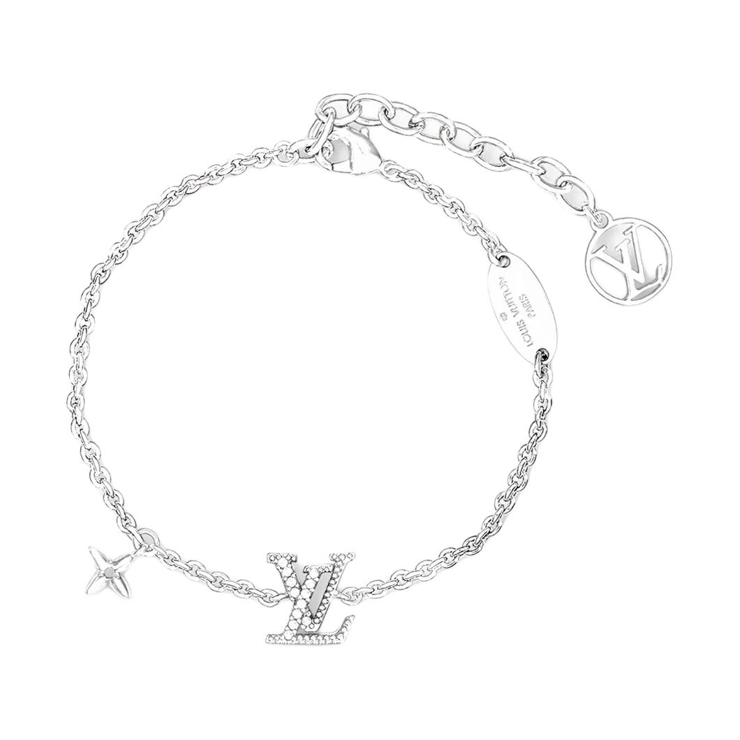 LOUIS VUITTON Silver Metal Bracelet Unisex Fashion Design Couple Jewelry. M02752
