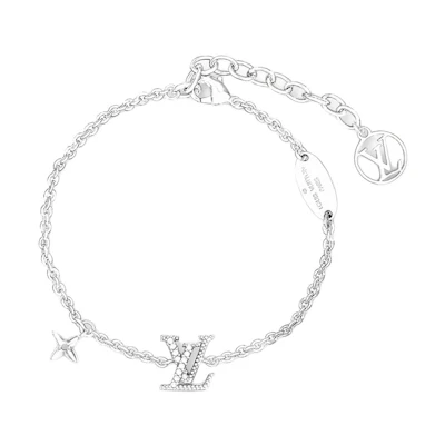 LOUIS VUITTON Silver Metal Bracelet Unisex Fashion Design Couple Jewelry. M02752