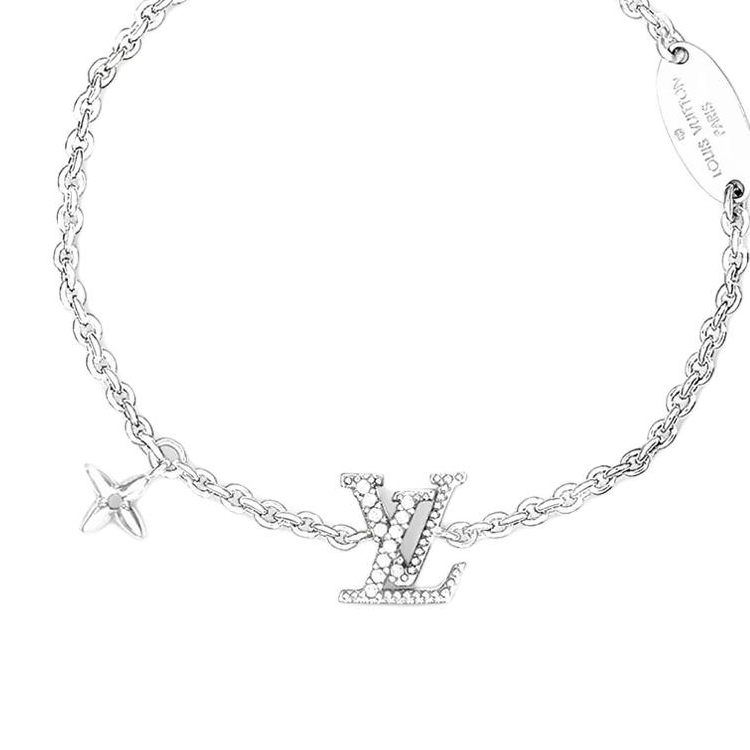 LOUIS VUITTON Silver Metal Bracelet Unisex Fashion Design Couple Jewelry. M02752 圖 3