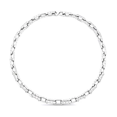 LOUIS VUITTON Silver Metal Cuban Link Chain Necklace Unisex M64196