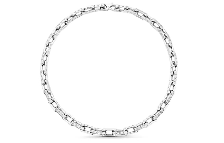 LOUIS VUITTON Silver Metal Cuban Link Chain Necklace Unisex M64196 圖 2