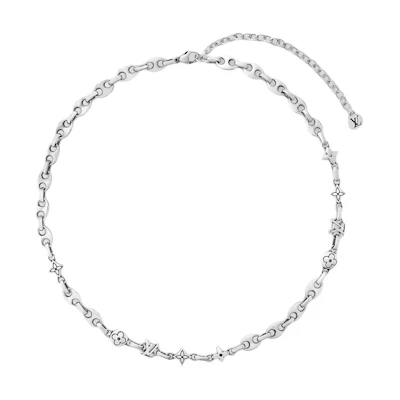 LOUIS VUITTON Silver Monogram Chain Necklace Men’s Fashion Accessories. M02741