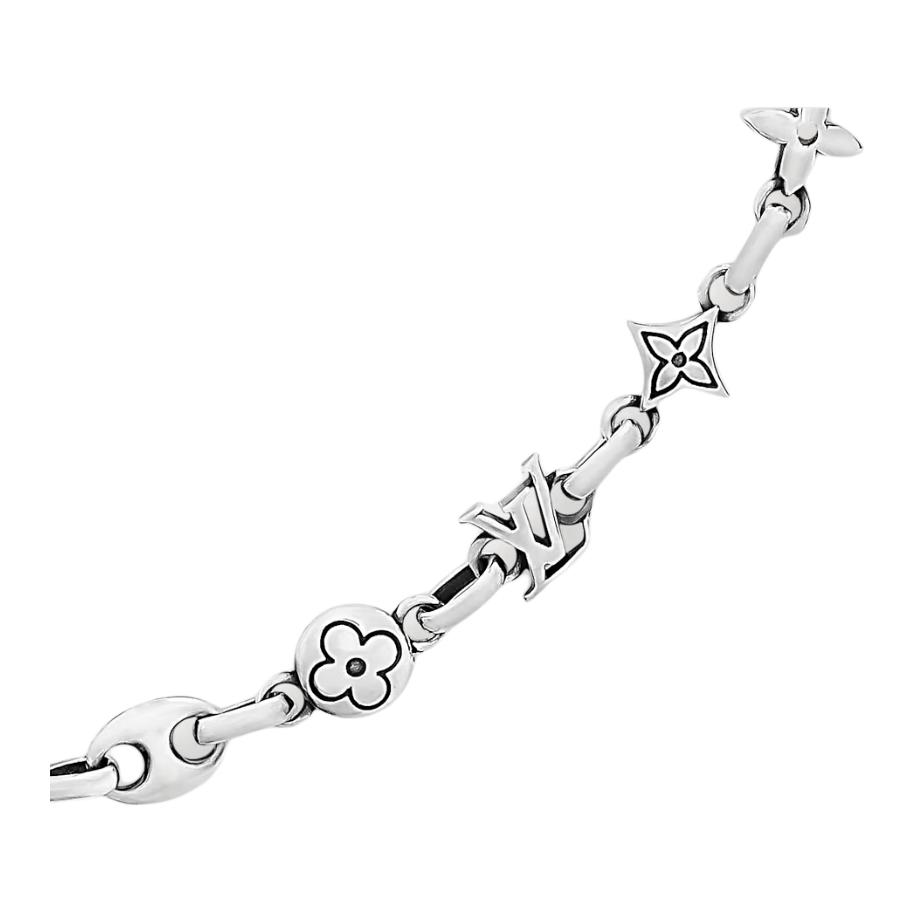 Lookbook ルイ・ヴィトン シルバーモノグラムチェーンネックレス メンズ ファッションアクセサリー M02741