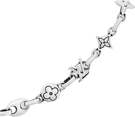 LOUIS VUITTON Rantai Leher Monogram Perak Aksesori Fesyen Lelaki. M02741 Lookbook LOUIS VUITTON Rantai Leher Monogram Perak Aksesori Fesyen Lelaki. M02741